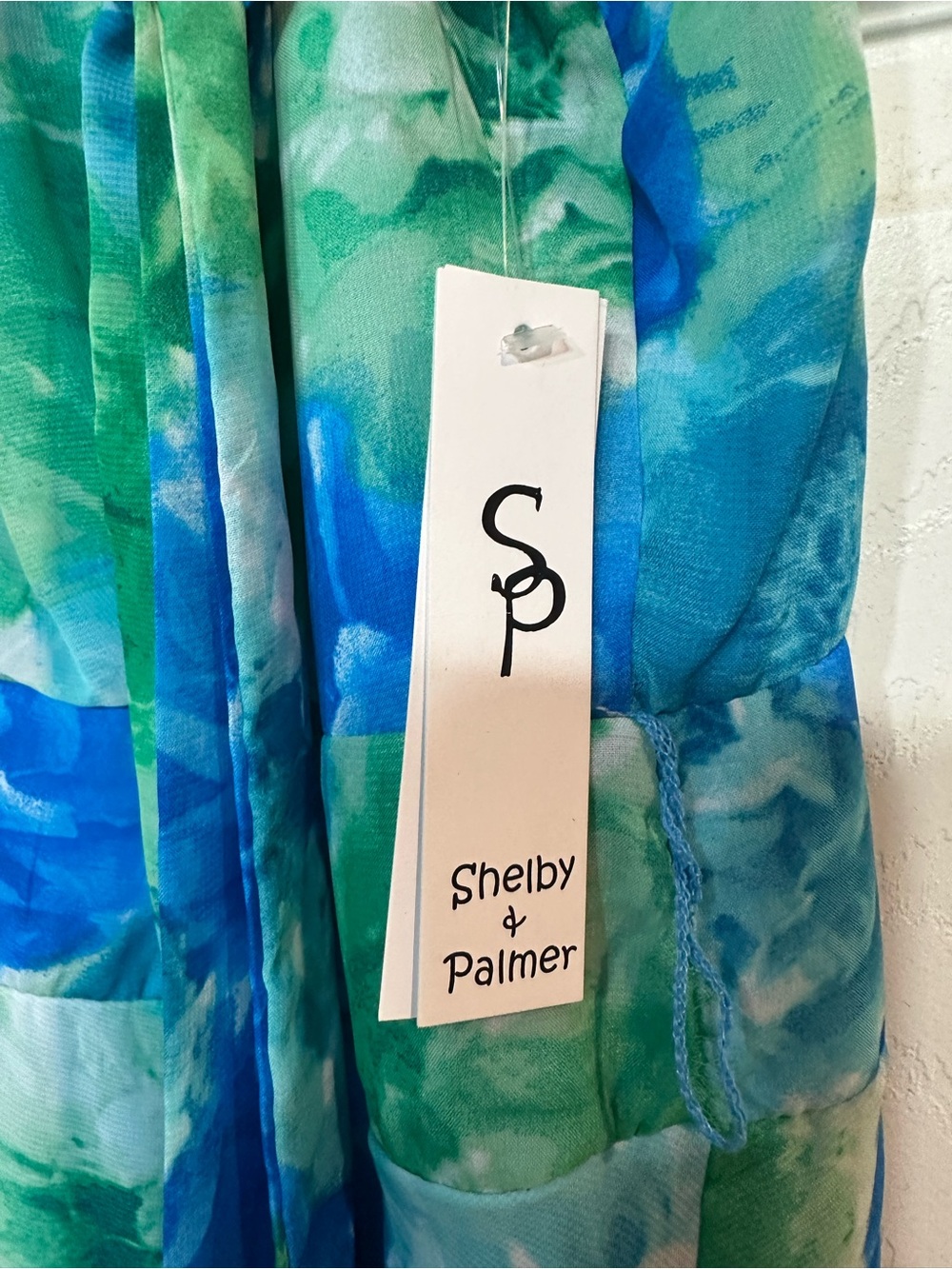 NWT Shelby & Palmer Blue Green Floral-Print Sleeveless Maxi Dress - Picture 3 of 10
